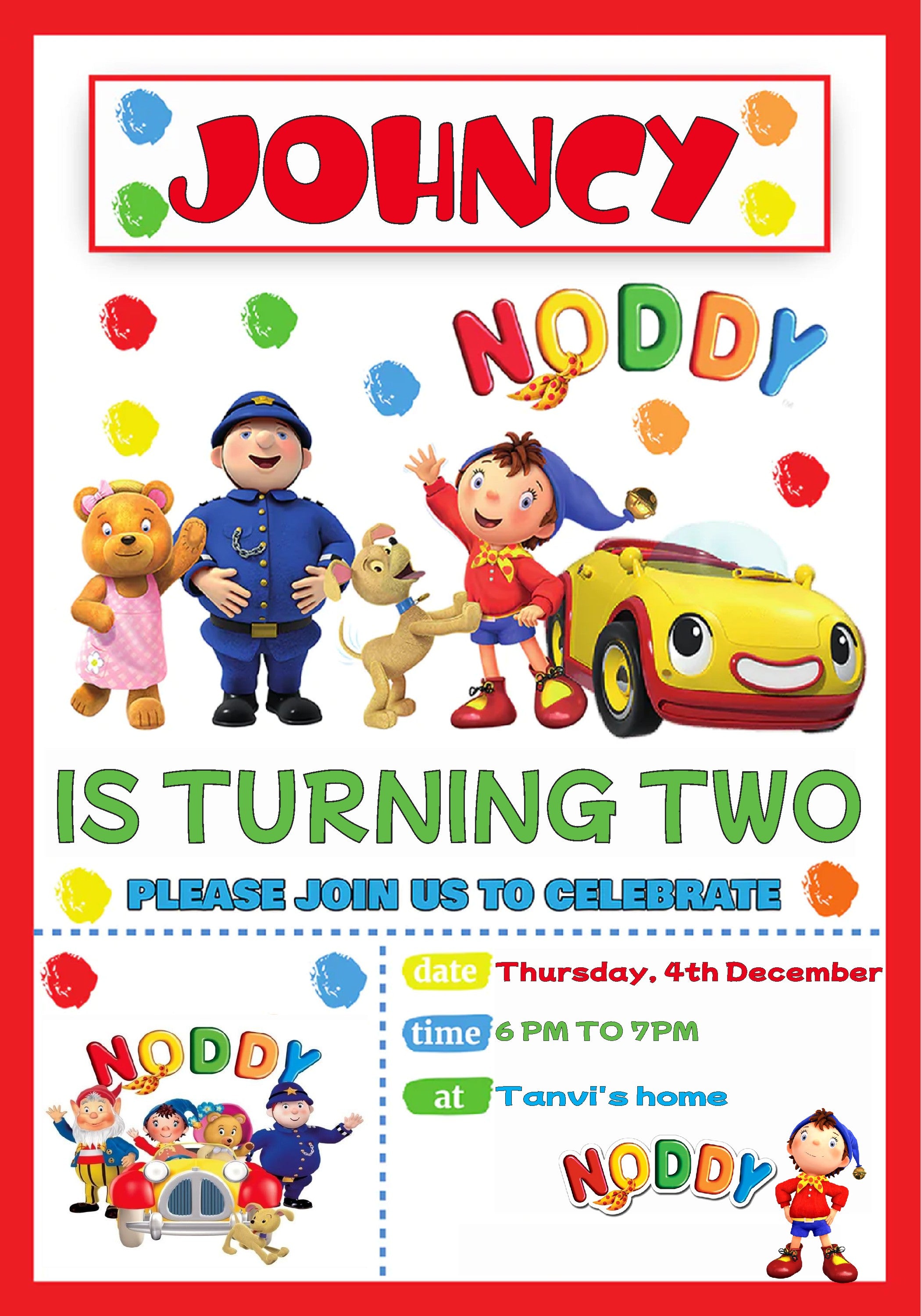 Psi Noddy Themes Customized Invite 