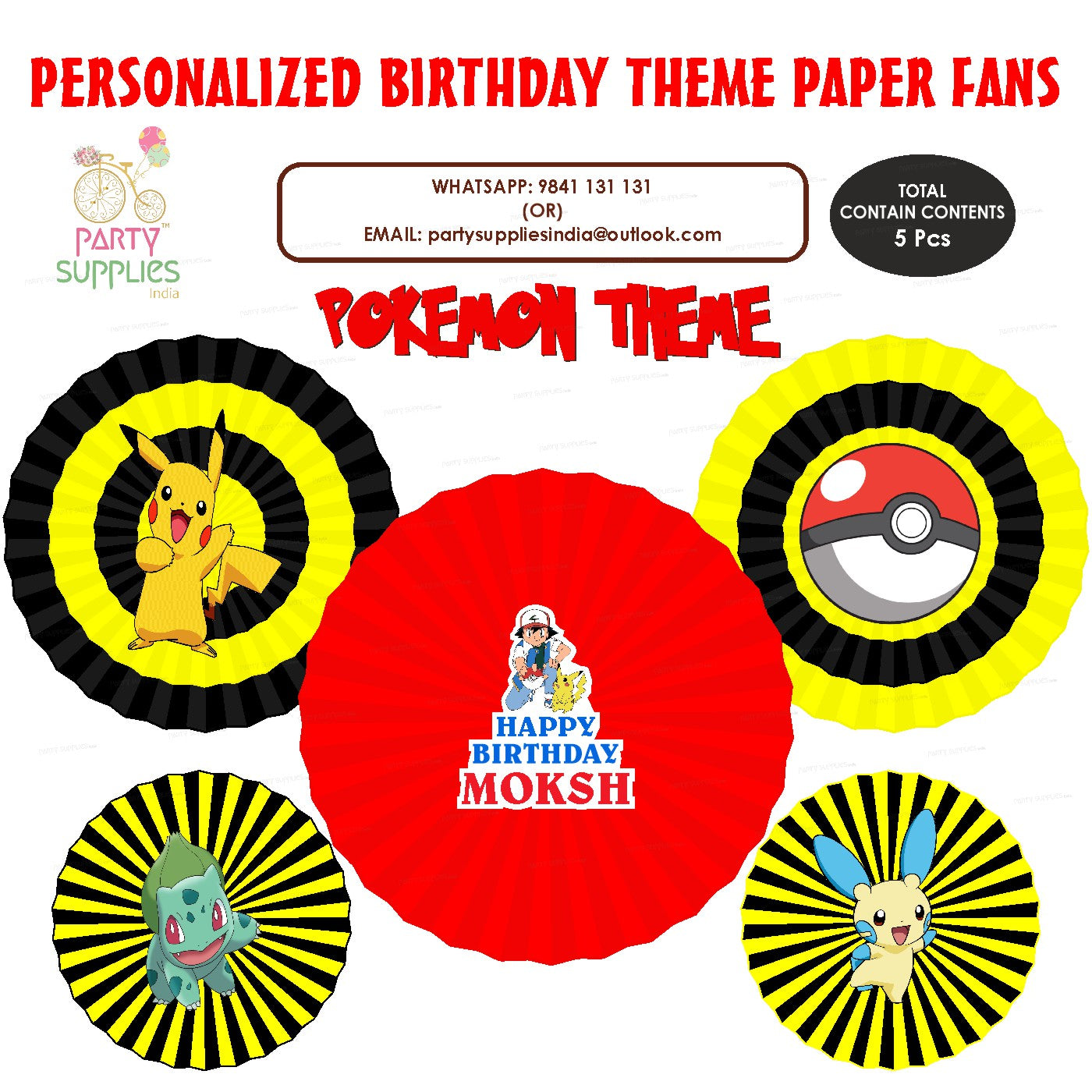 Pokemon Theme Paper Fan 