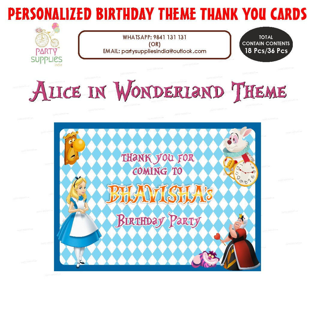 Alice in Wonderland Inspired Birthday Party Invitation, Personalized