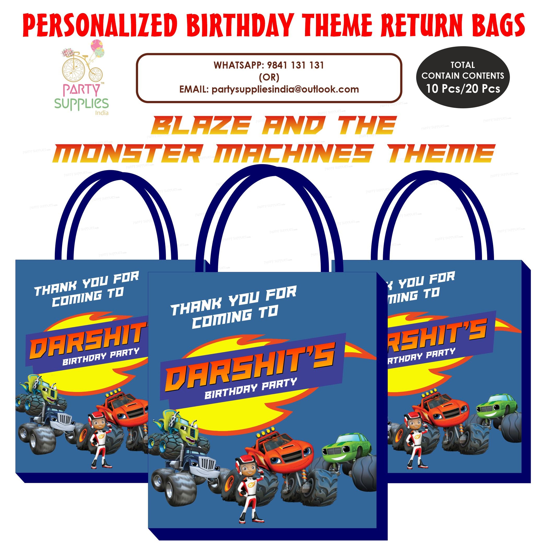 PSI Blaze and the Monster Machines Theme Return Gift Bag | Party – Party  Supplies India