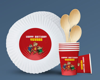 Alvin and Chipmunks Theme Party Cups and Plates Combo