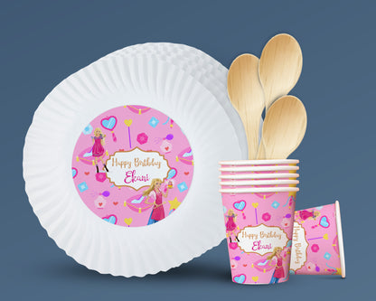 Barbie Theme Party Cups and Plates Combo