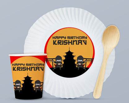 Ninja Theme Party Cups and Plates Combo