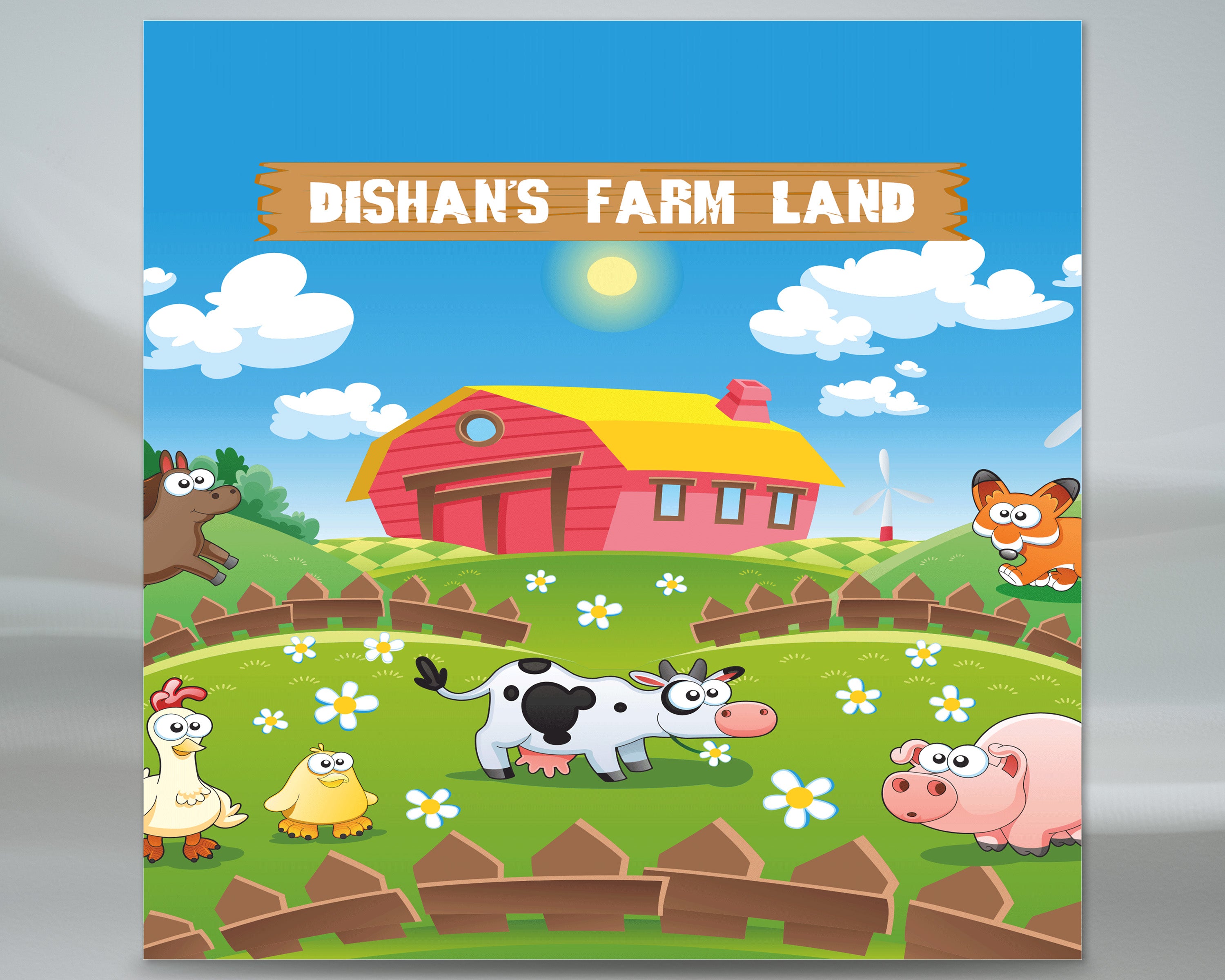 Farm Theme Personalized Square Backdrop