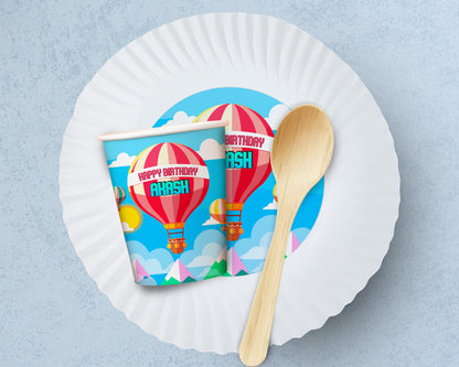 Hot Air Theme Party Cups and Plates Combo