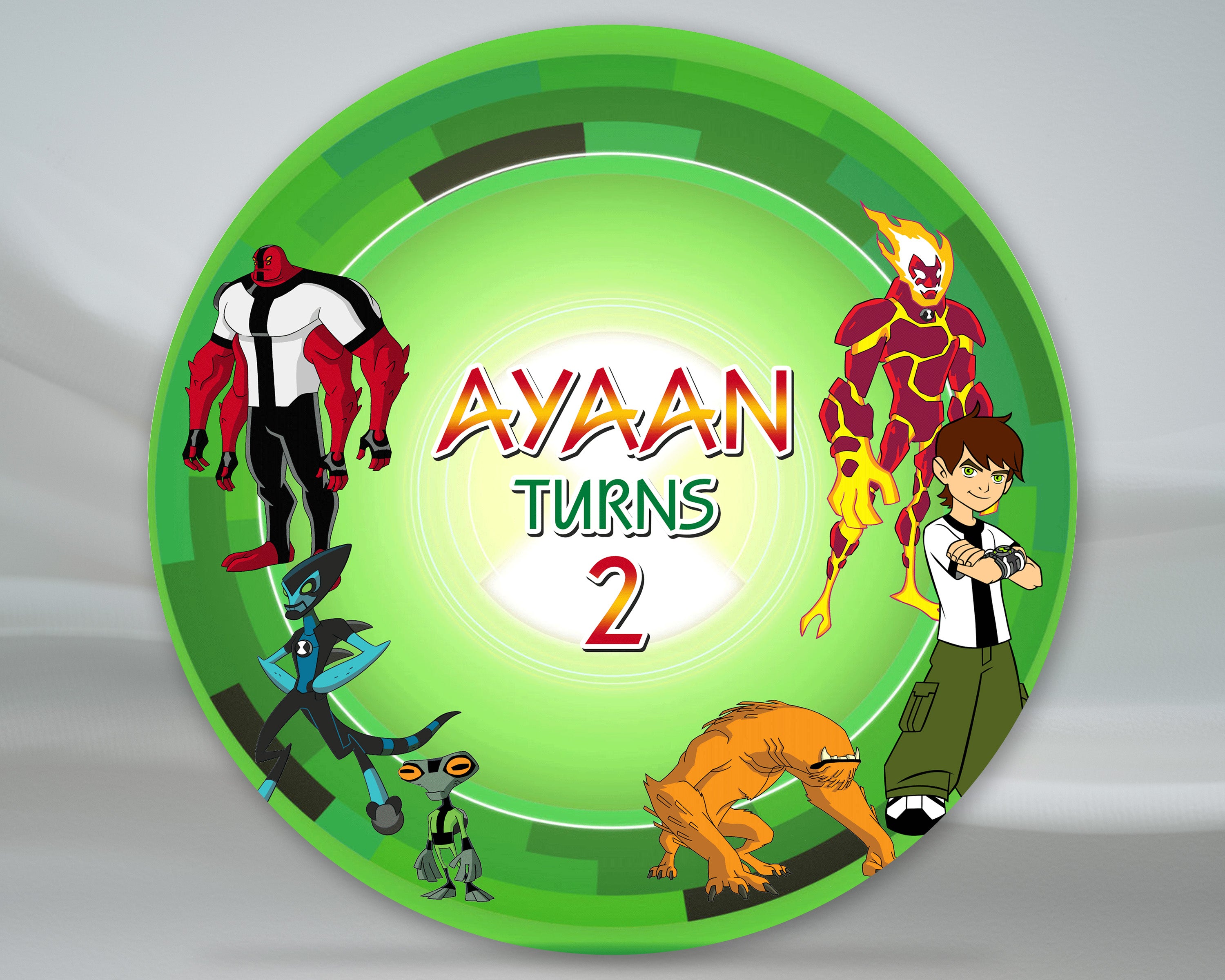 Ben 10 Theme  Personalized Round Backdrop