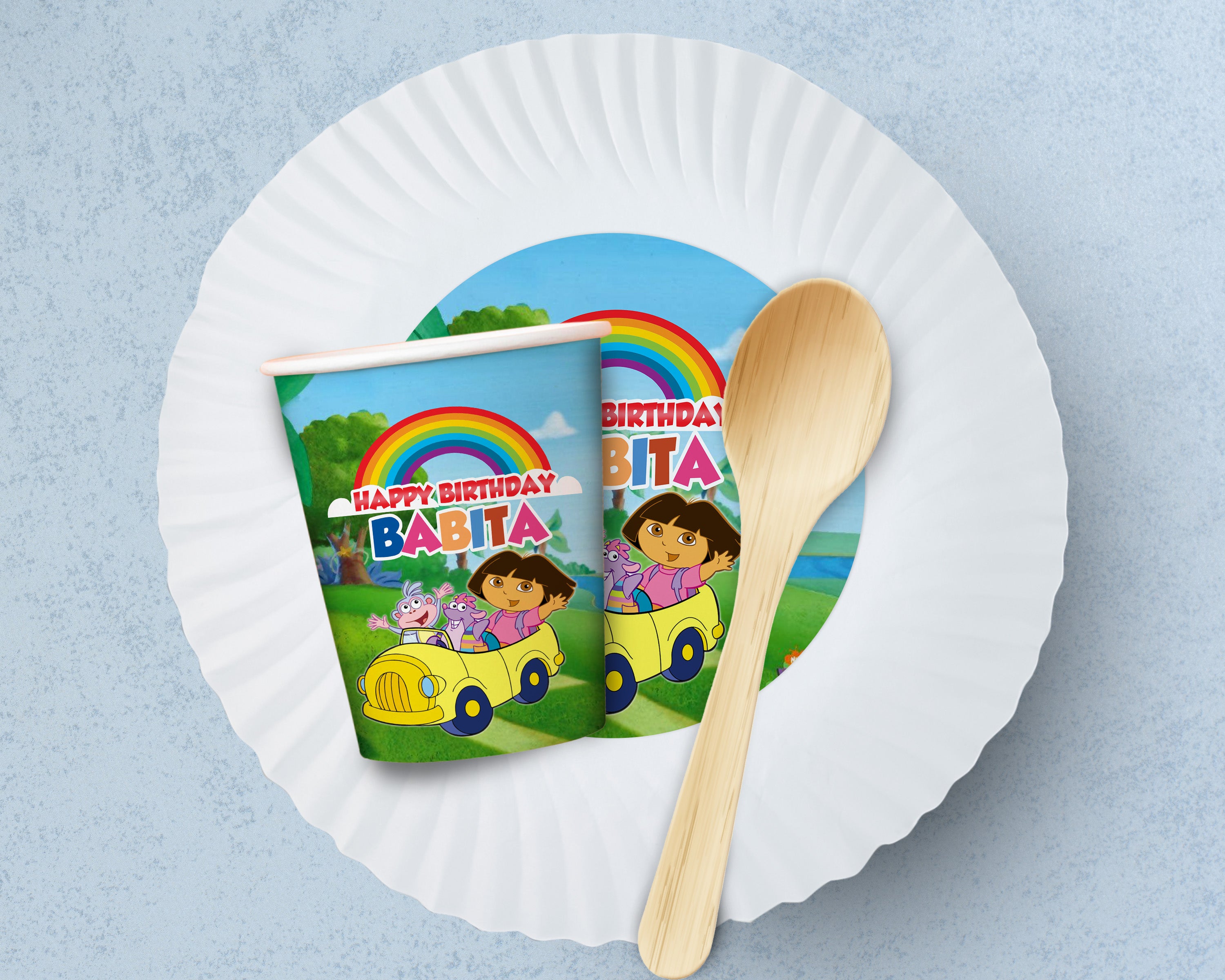 Dora the Explorer Theme Party Cups and Plates Combo