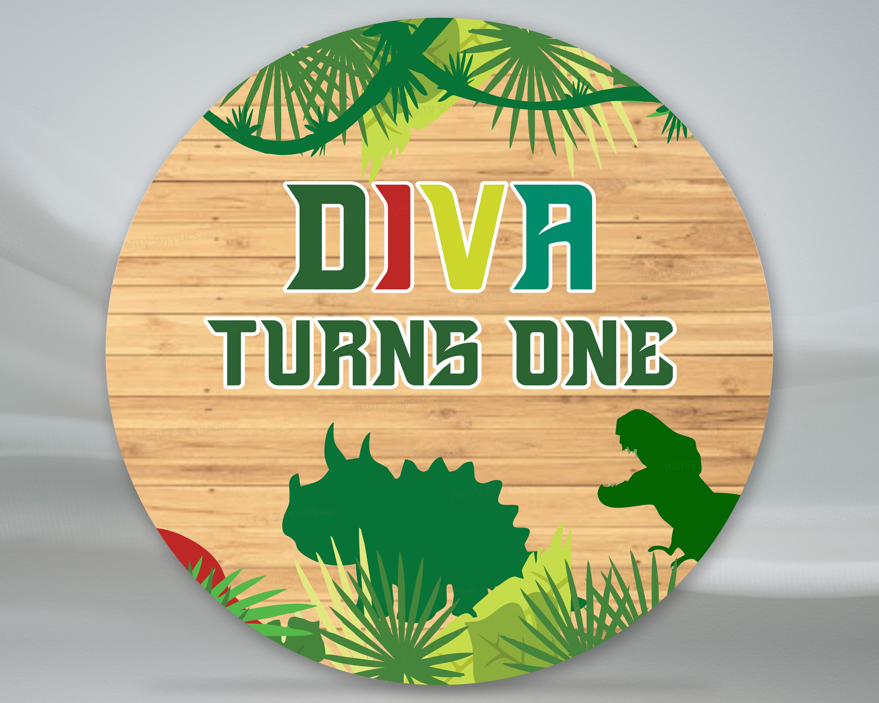 Dinosaur Theme Personalized Round Backdrop