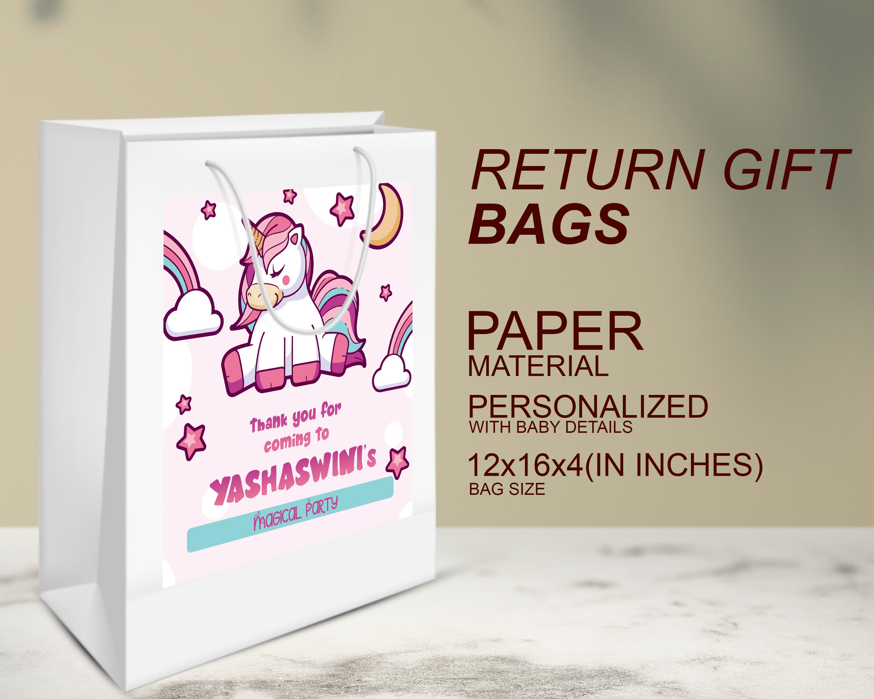 Unicorn Theme Oversized Return Gift Bag