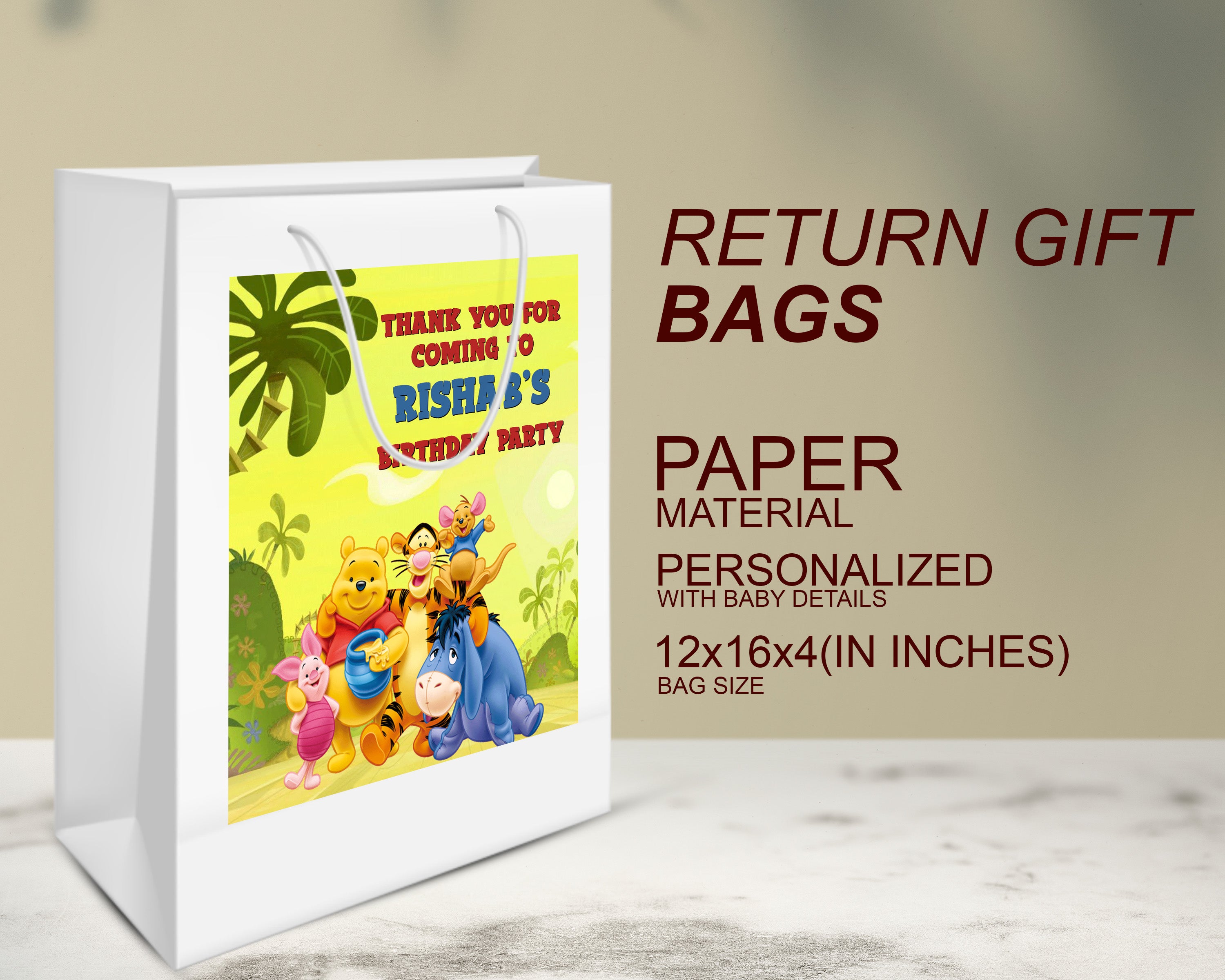 PSI Winnie The Pooh Theme Oversized Return Gift Bag | birthday party –  Party Supplies India