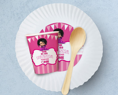 Girl Boss Baby Theme Party Cups and Plates Combo