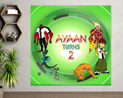 Ben 10 Theme Personalized Square Backdrop