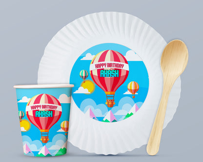 Hot Air Theme Party Cups and Plates Combo