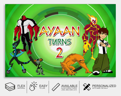 Ben 10 Theme Personalized Backdrop