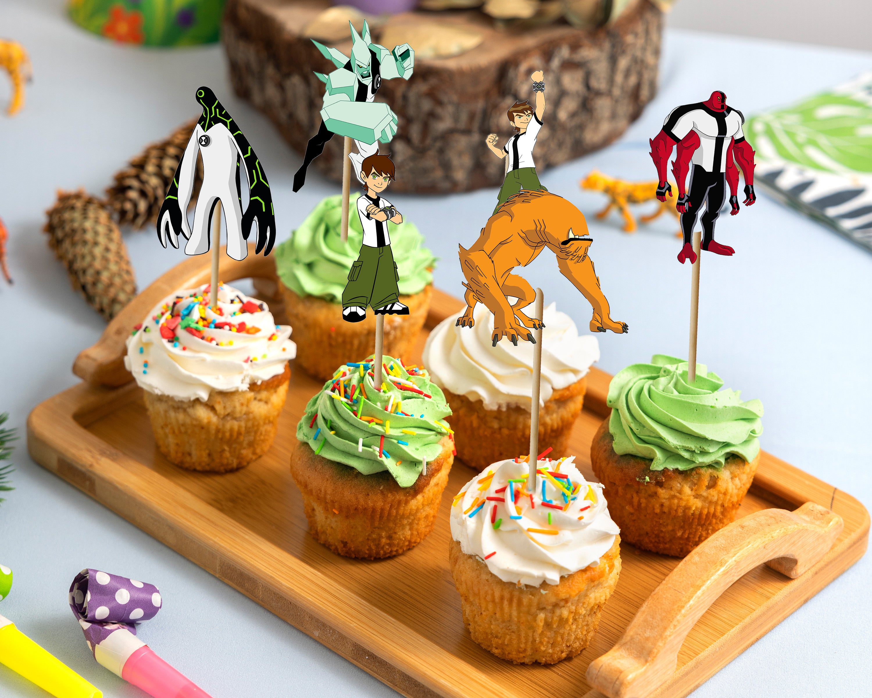 Ben 10 Theme Cup Cake Topper