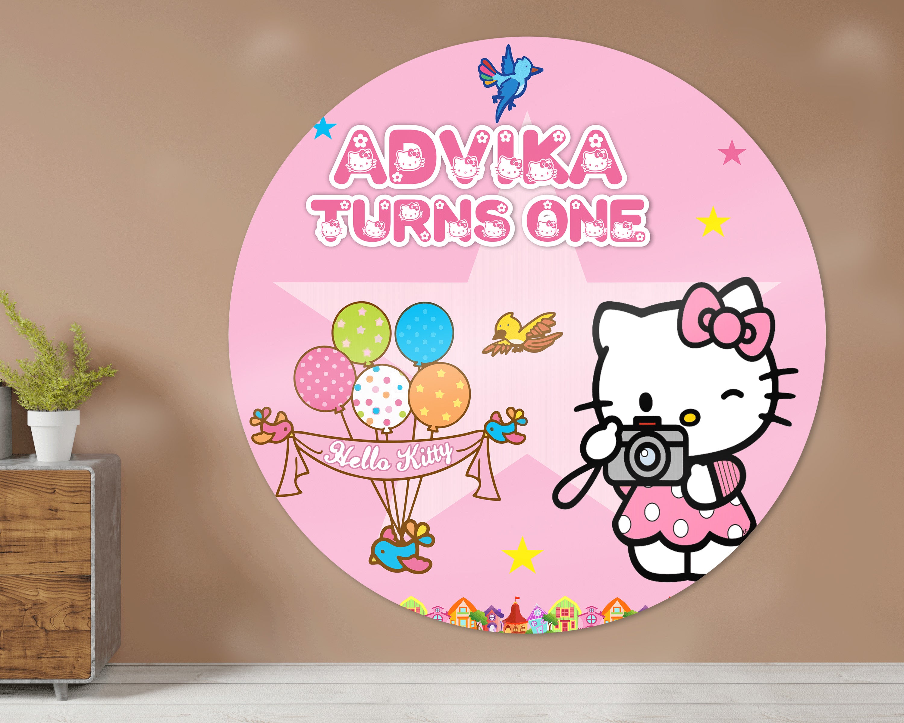 Hello Kitty Theme Round Backdrop