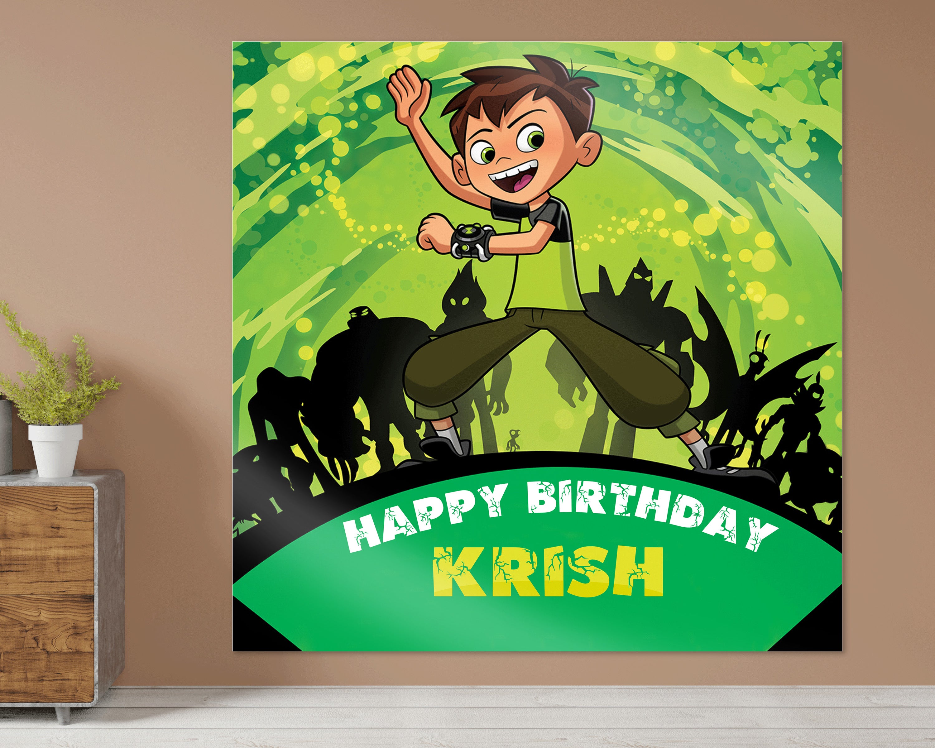 Ben 10 Theme Customized Square Backdrop