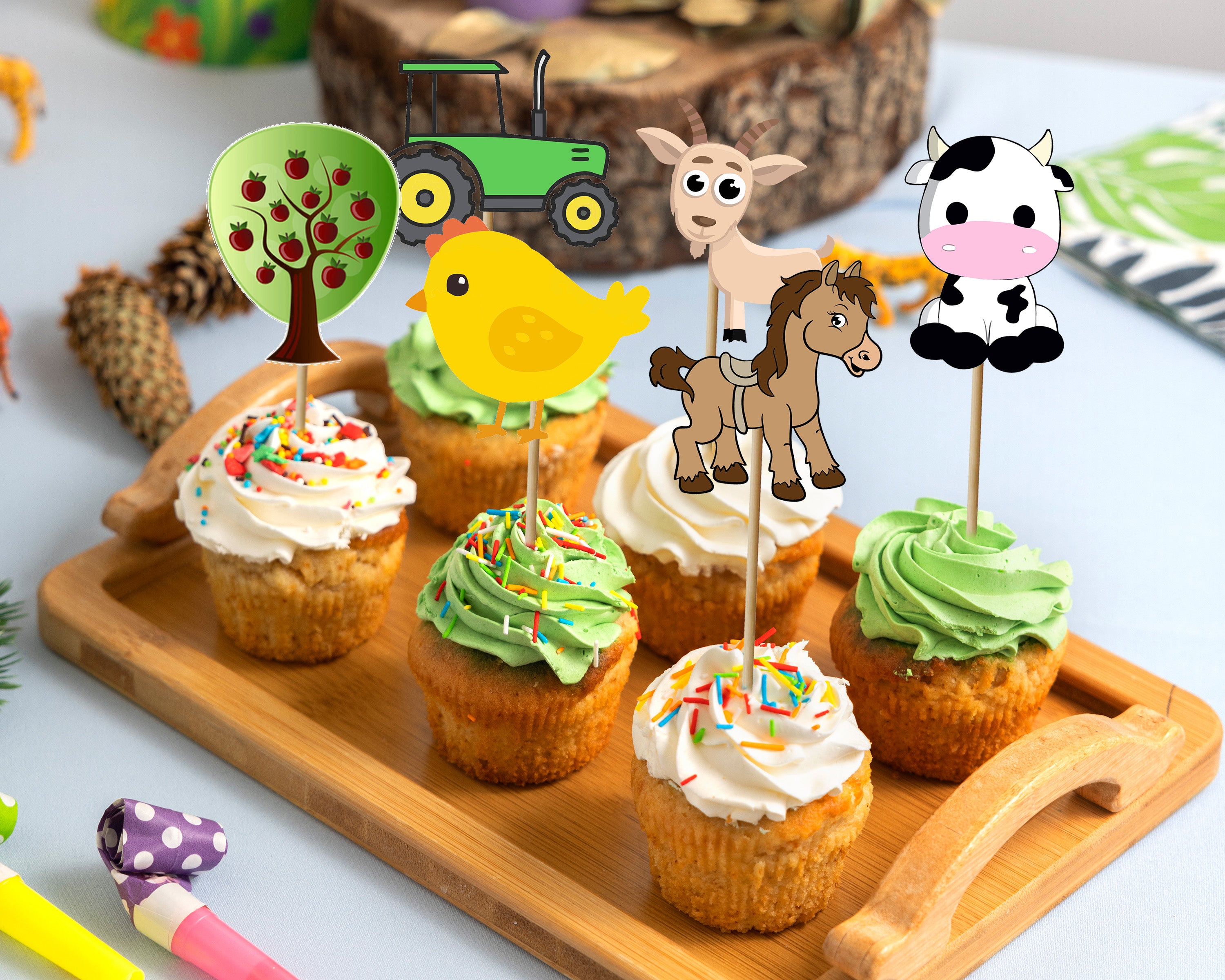 Farm Theme Cup Cake Topper