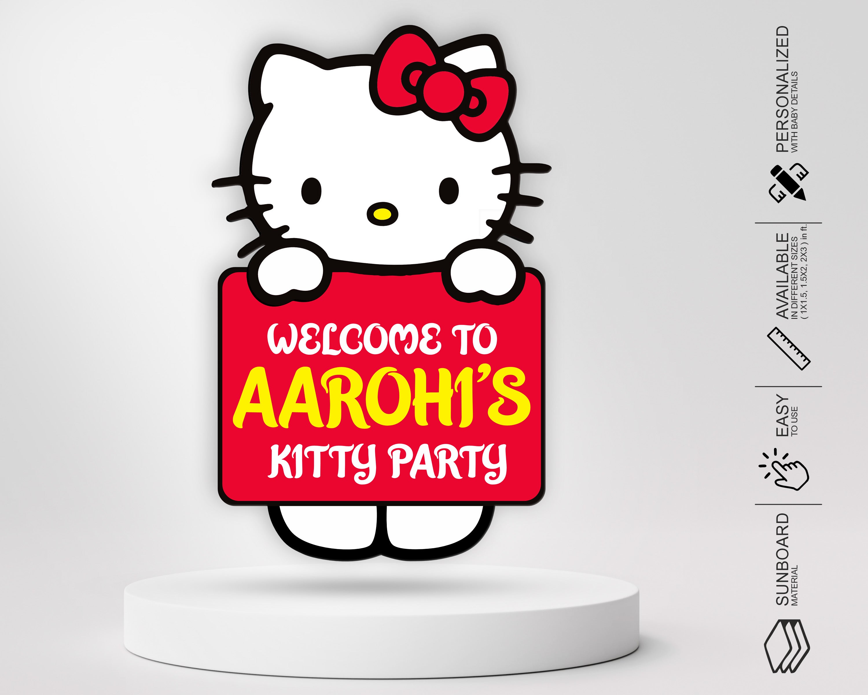 Hello Kitty Theme Customized Welcome Board