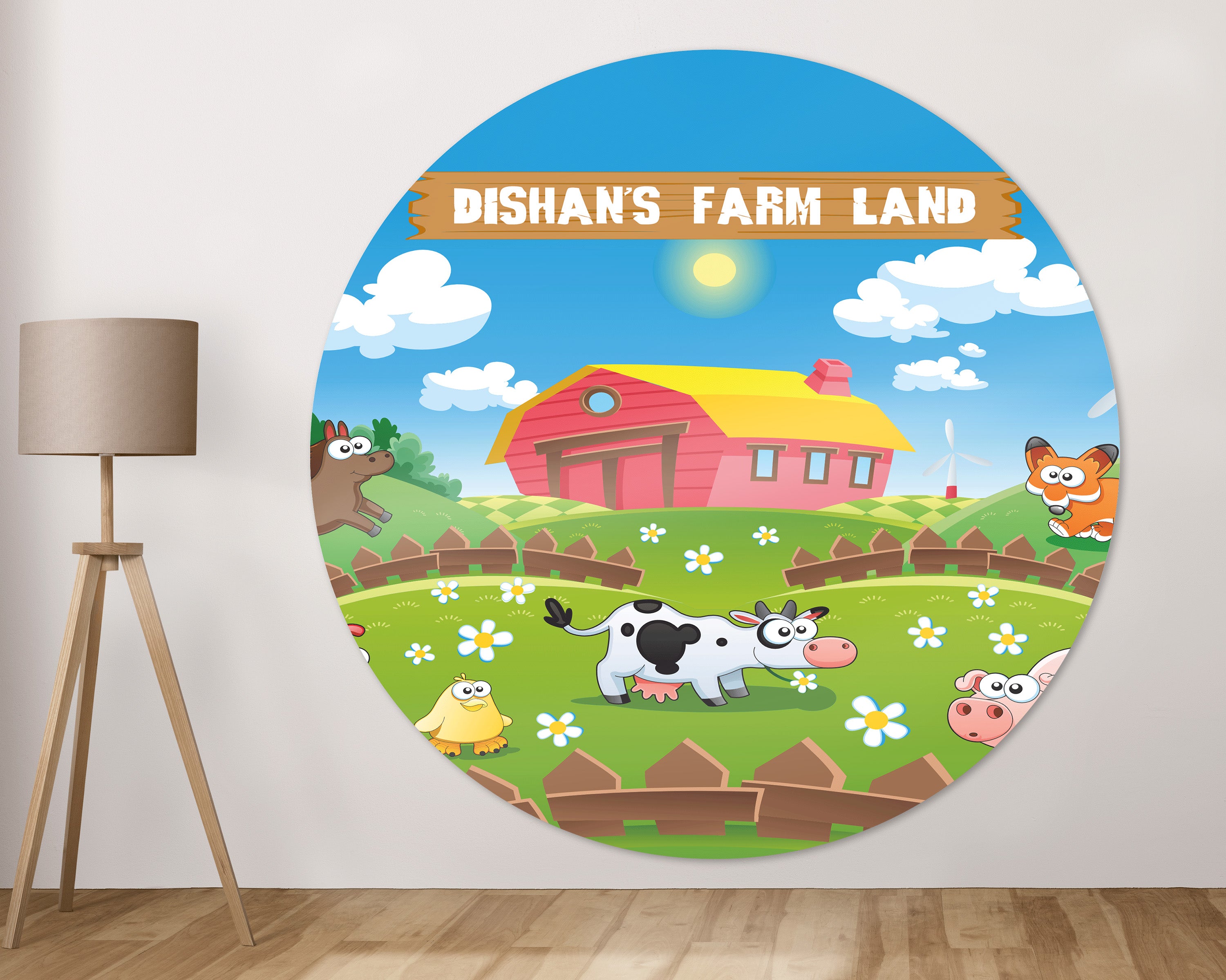 Farm Theme Personalized Round  Backdrop