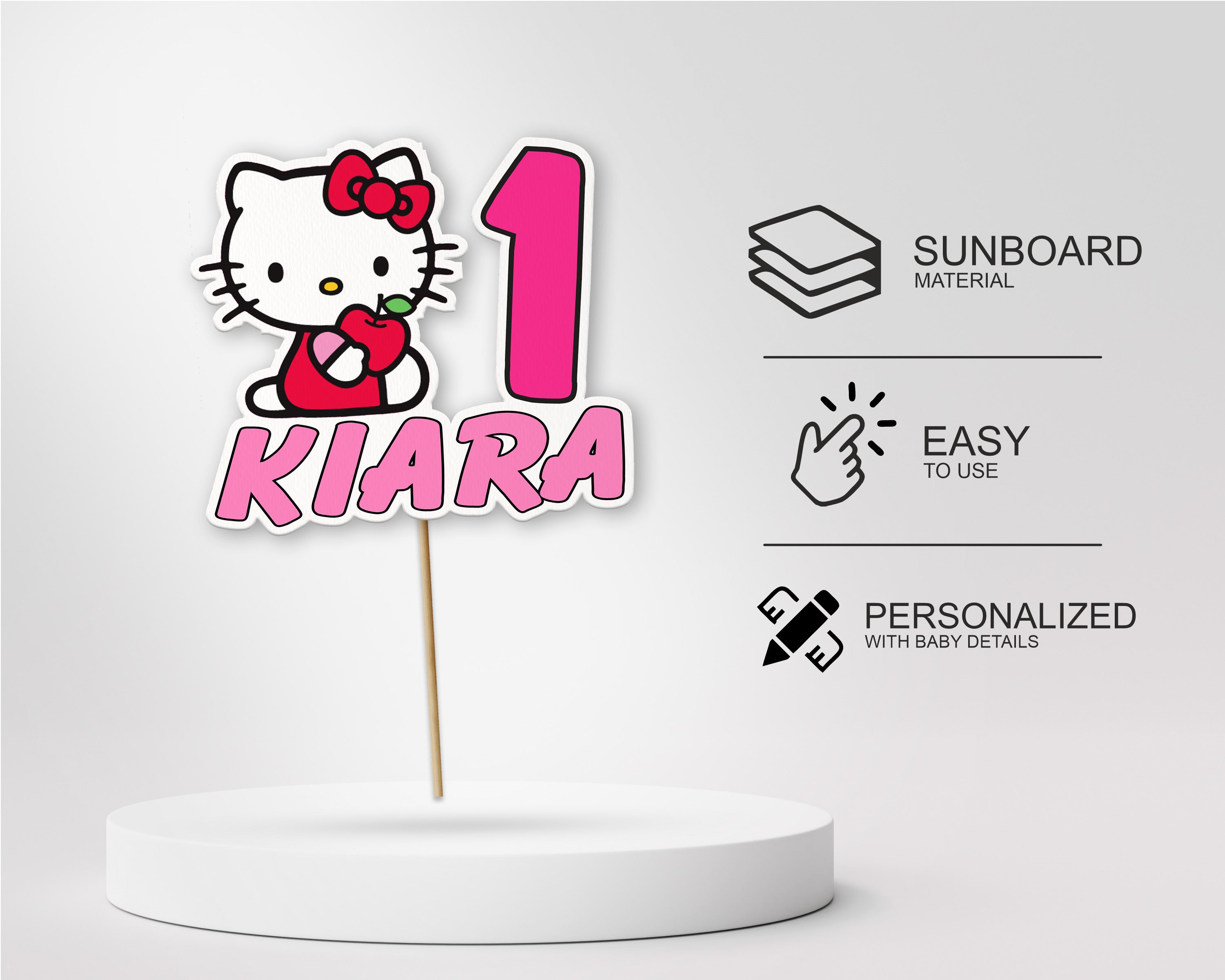 Hello Kitty Theme Personalized Cake Topper