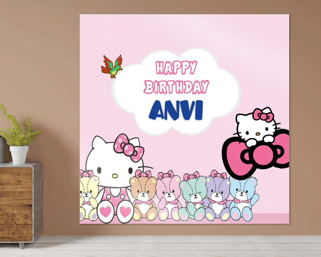 Hello Kitty Theme Personalized Square Backdrop