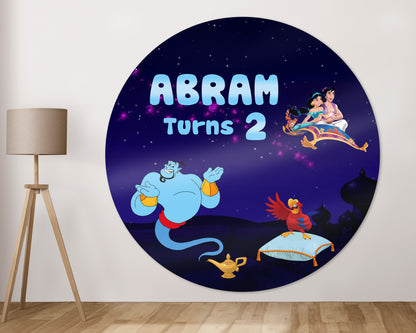 Aladdin Theme Personalized Round Backdrop