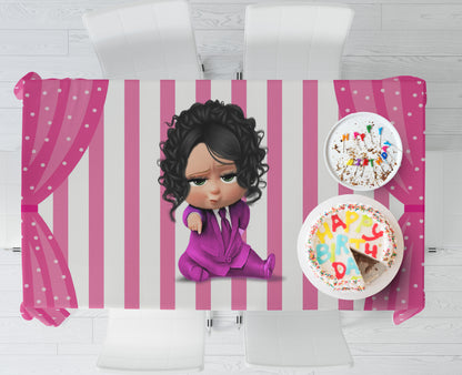 Girl Boss Baby Theme Cake Tablecover