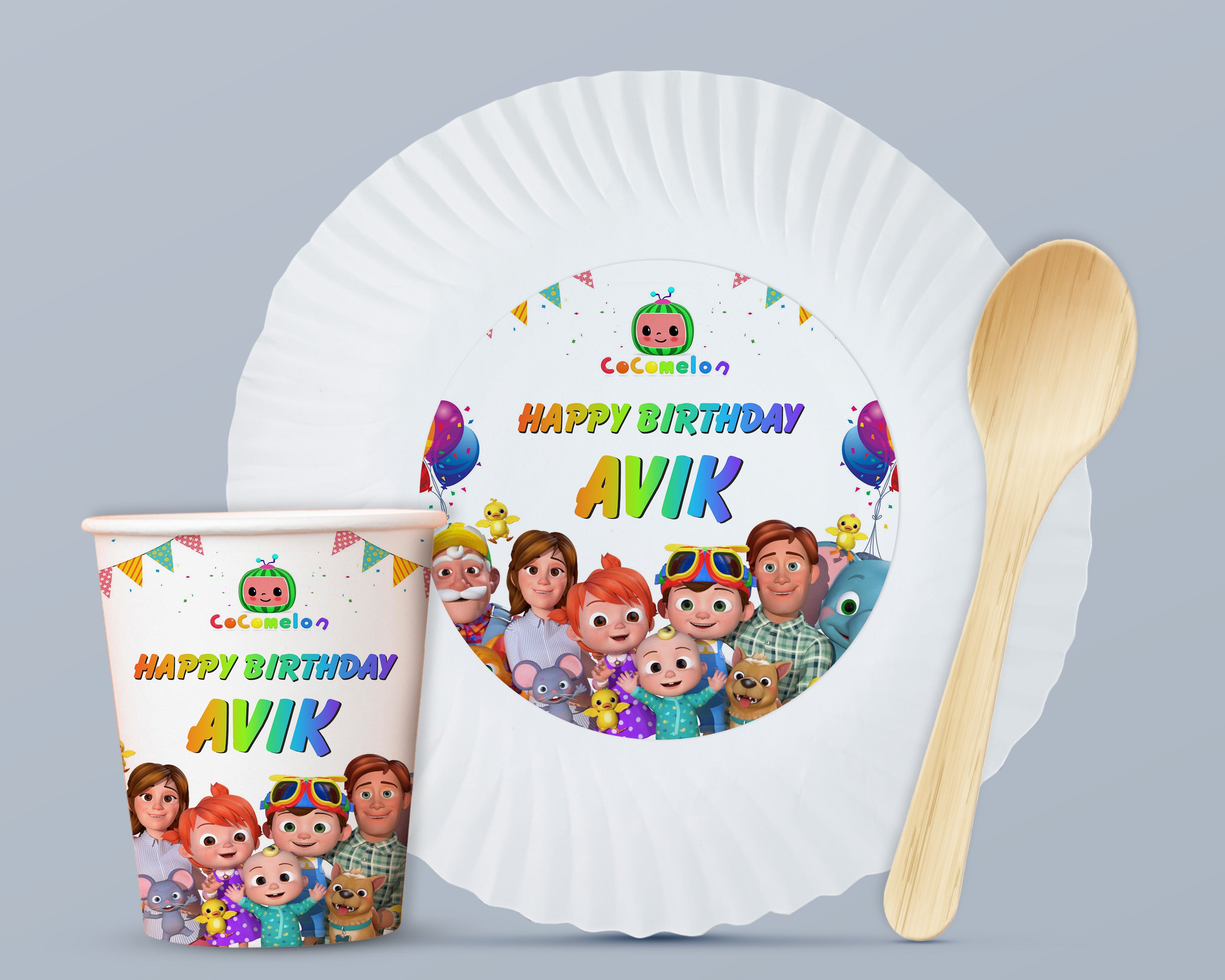 Cocomelon Theme Party Cups and Plates Combo