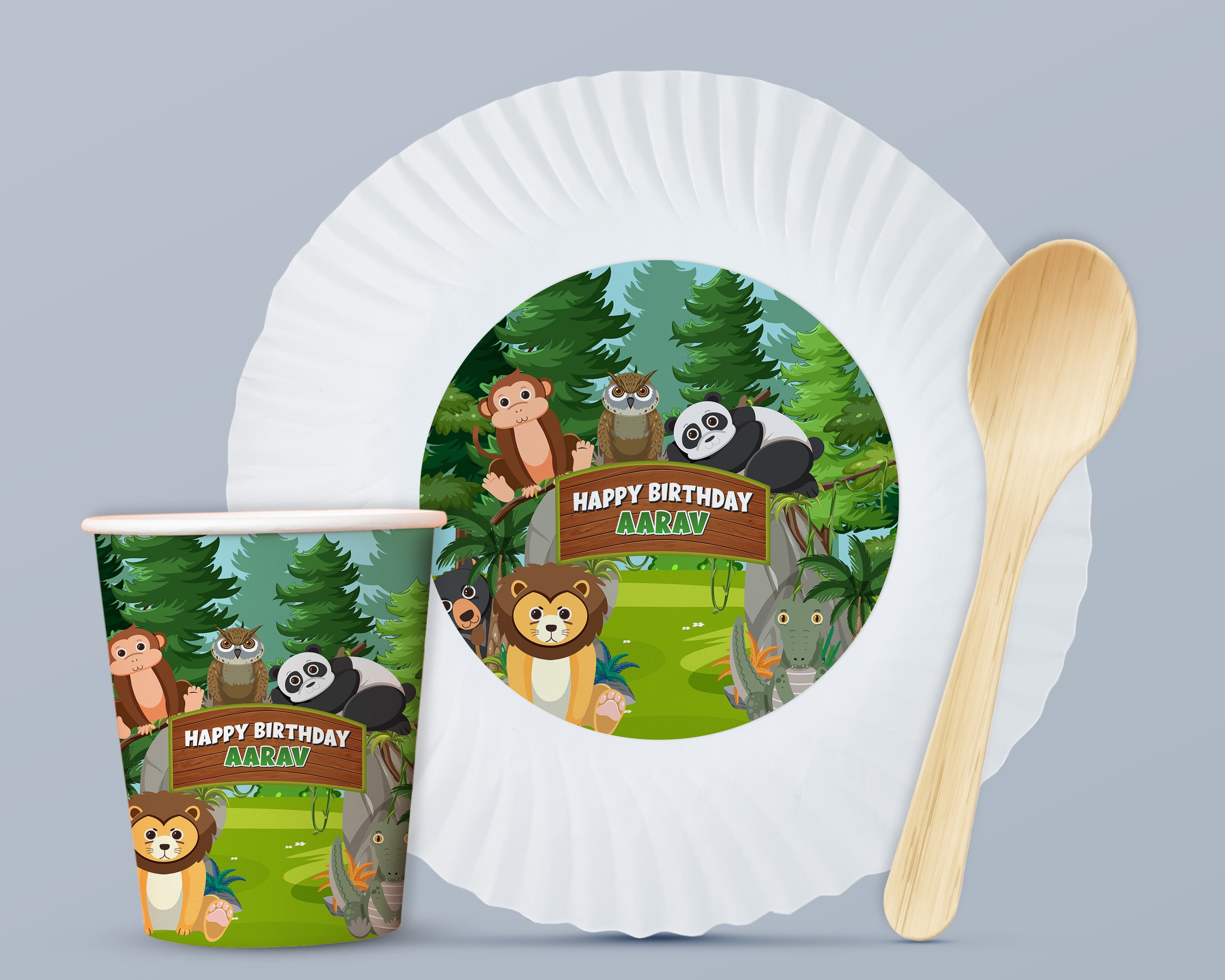 Jungle Theme Party Cups and Plates Combo