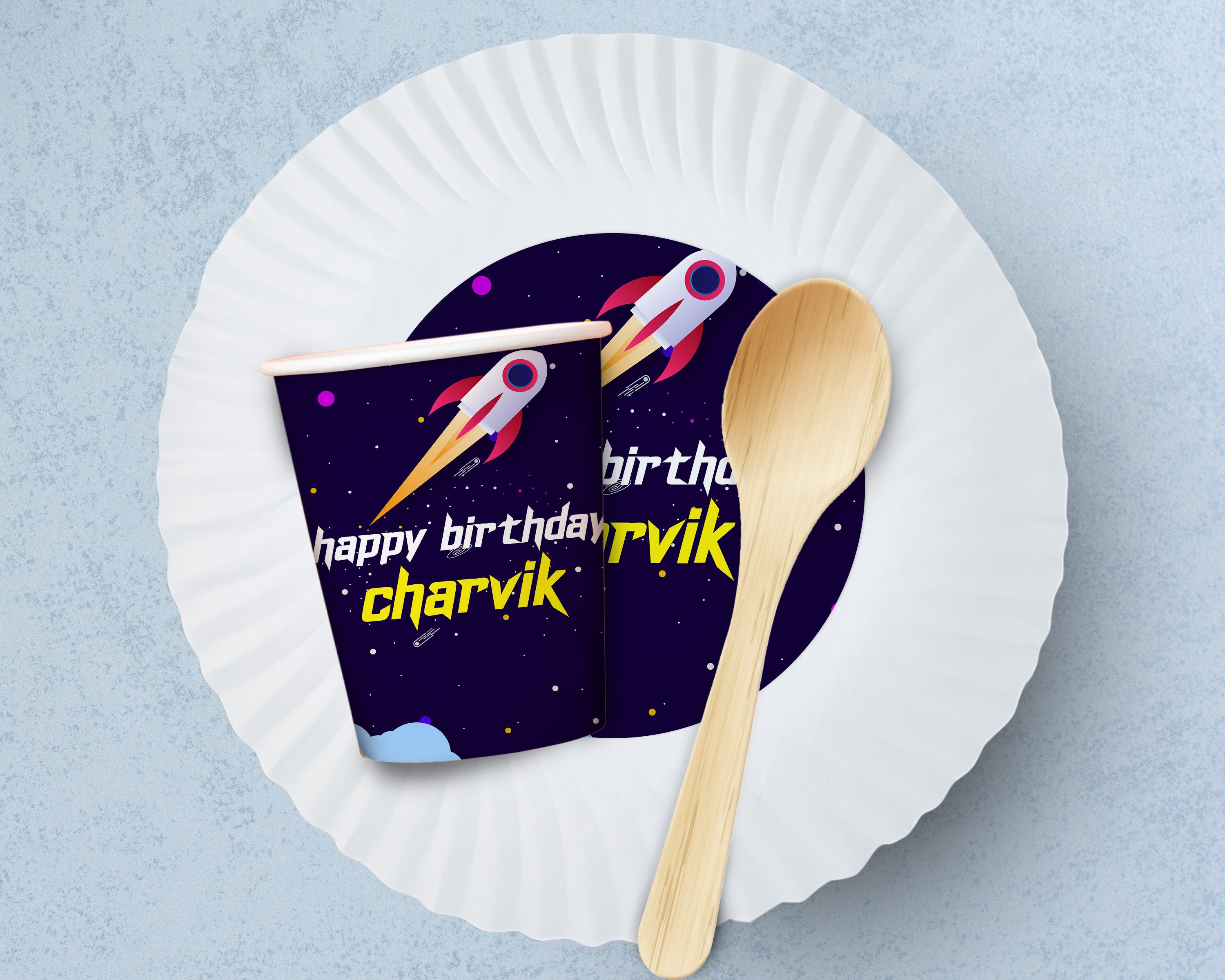 Space Theme Party Cups and Plates Combo