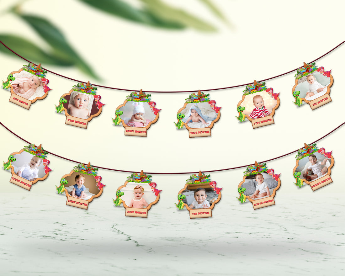 Dinosaur Theme 12 Months Photo Banner