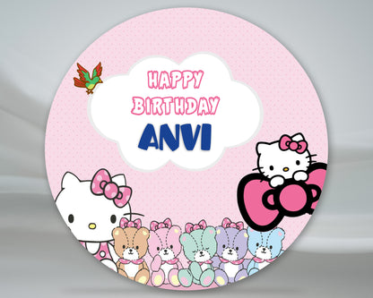 Hello Kitty Theme Personalized Round Backdrop