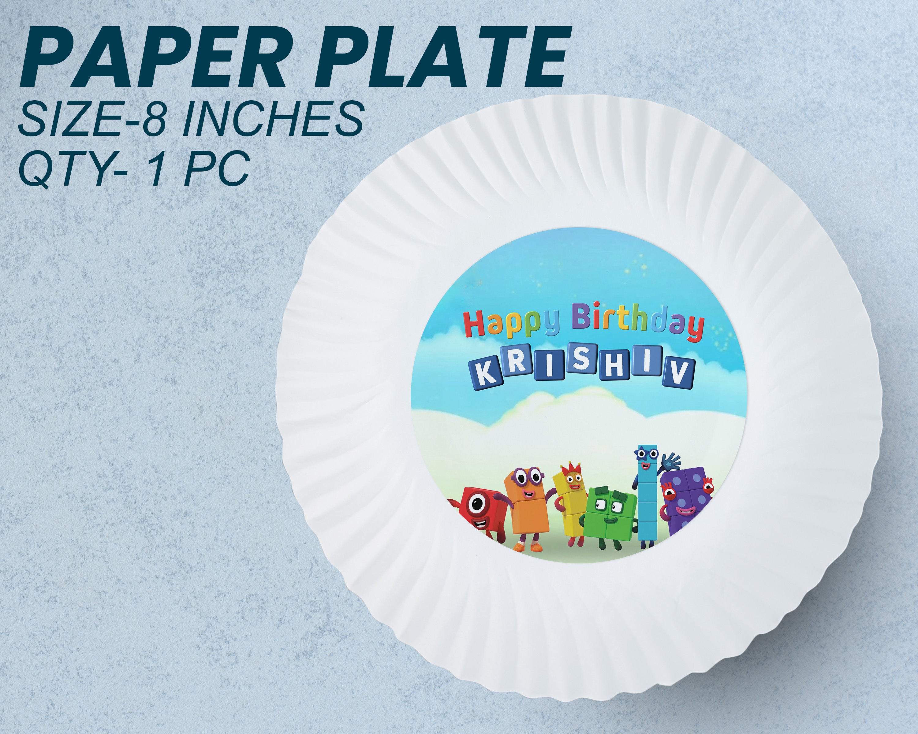 Number Blocks Theme Party Cups and Plates Combo