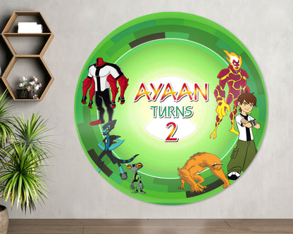 Ben 10 Theme  Personalized Round Backdrop