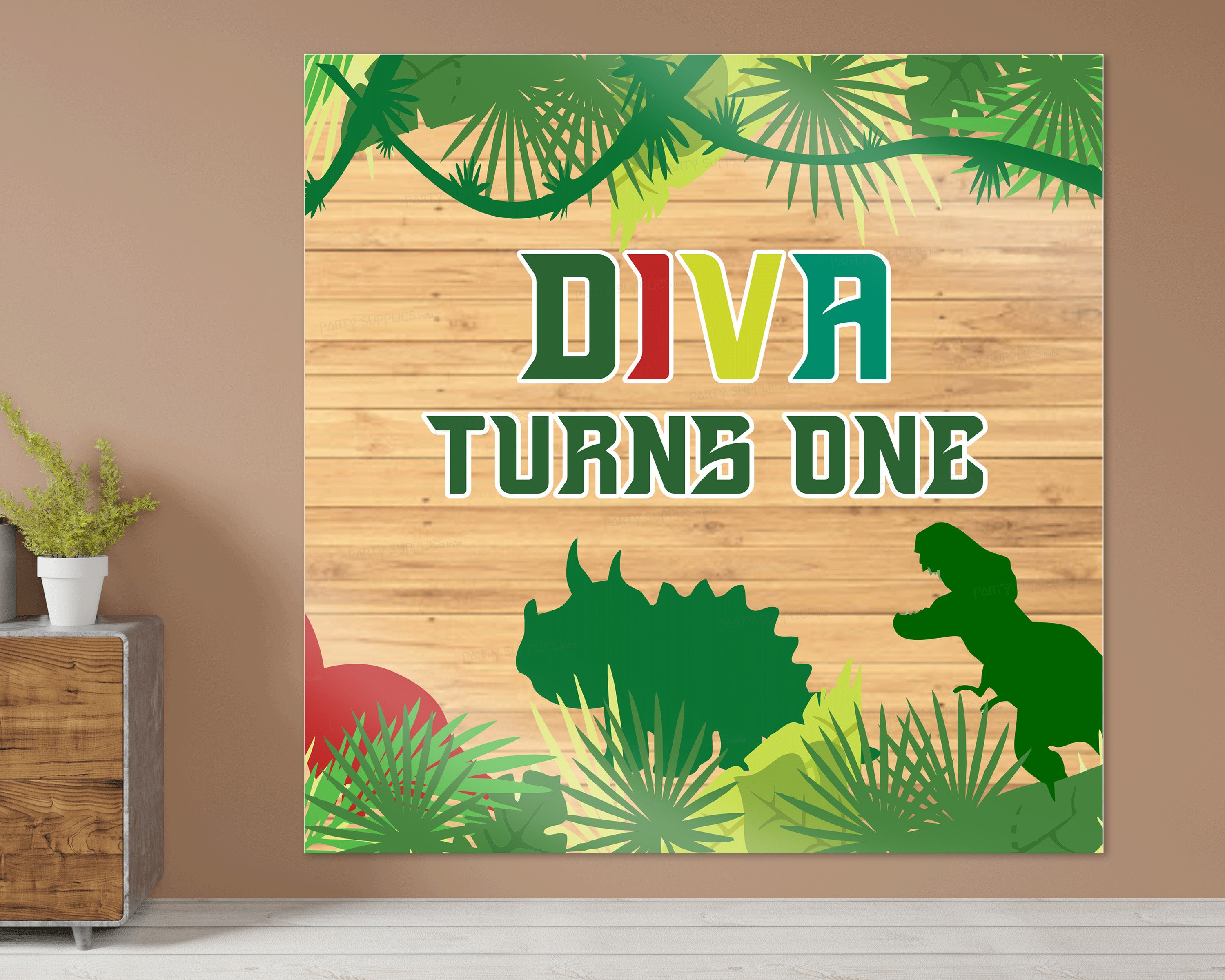 Dinosaur Theme  Personalized Square Backdrop