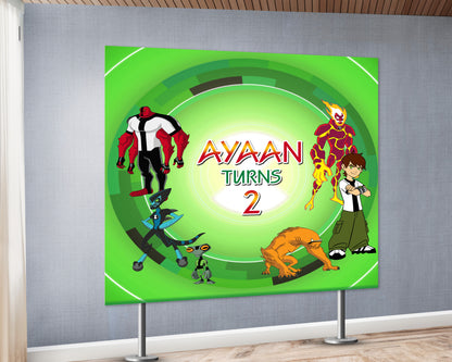 Ben 10 Theme Personalized Square Backdrop