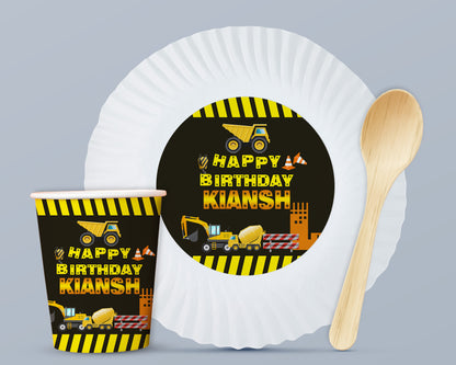 Construction Theme Party Cups and Plates Combo