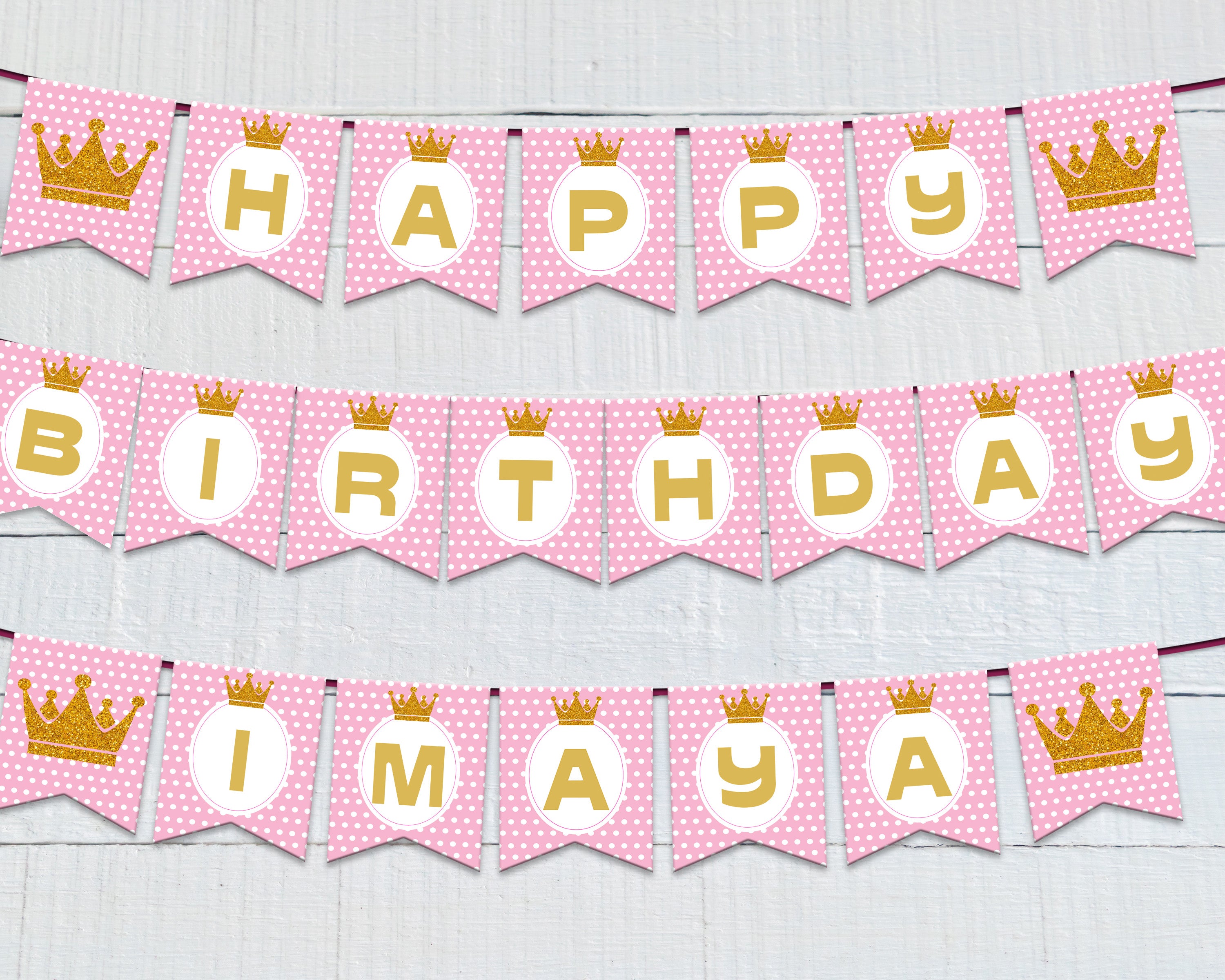 Princess Theme Flag with Name Hanging