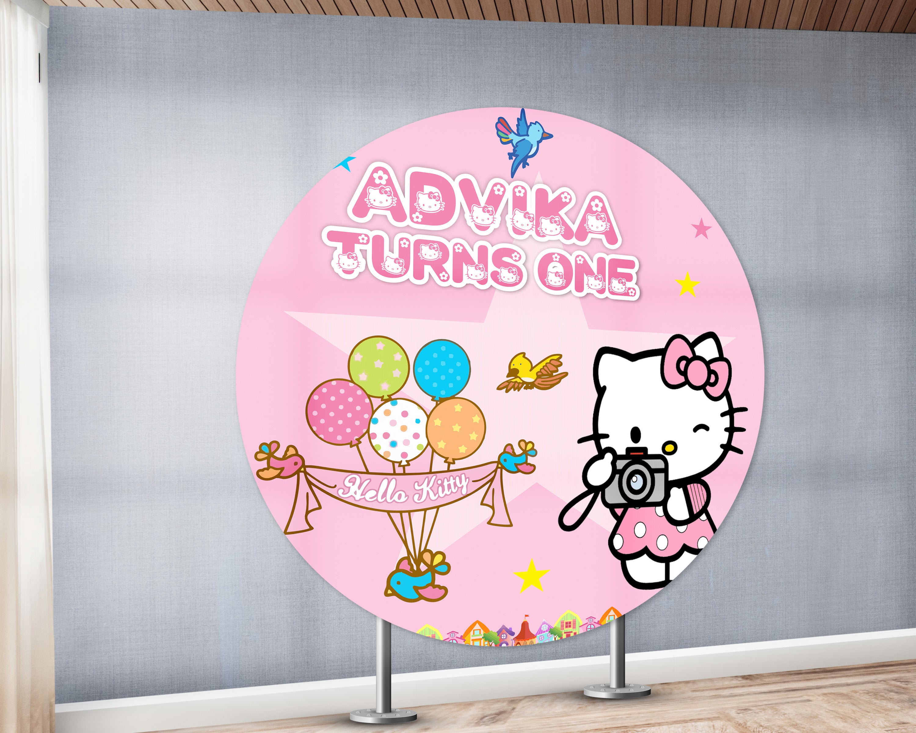 Hello Kitty Theme Round Backdrop