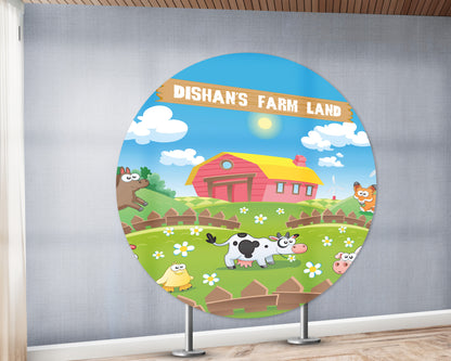 Farm Theme Personalized Round  Backdrop