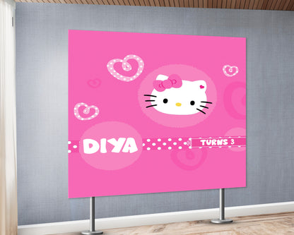 Hello Kitty Theme with Baby Name Square Backdrop