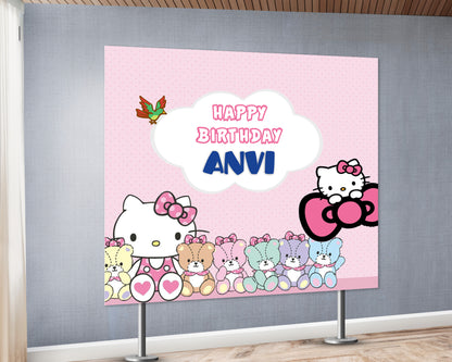 Hello Kitty Theme Personalized Square Backdrop