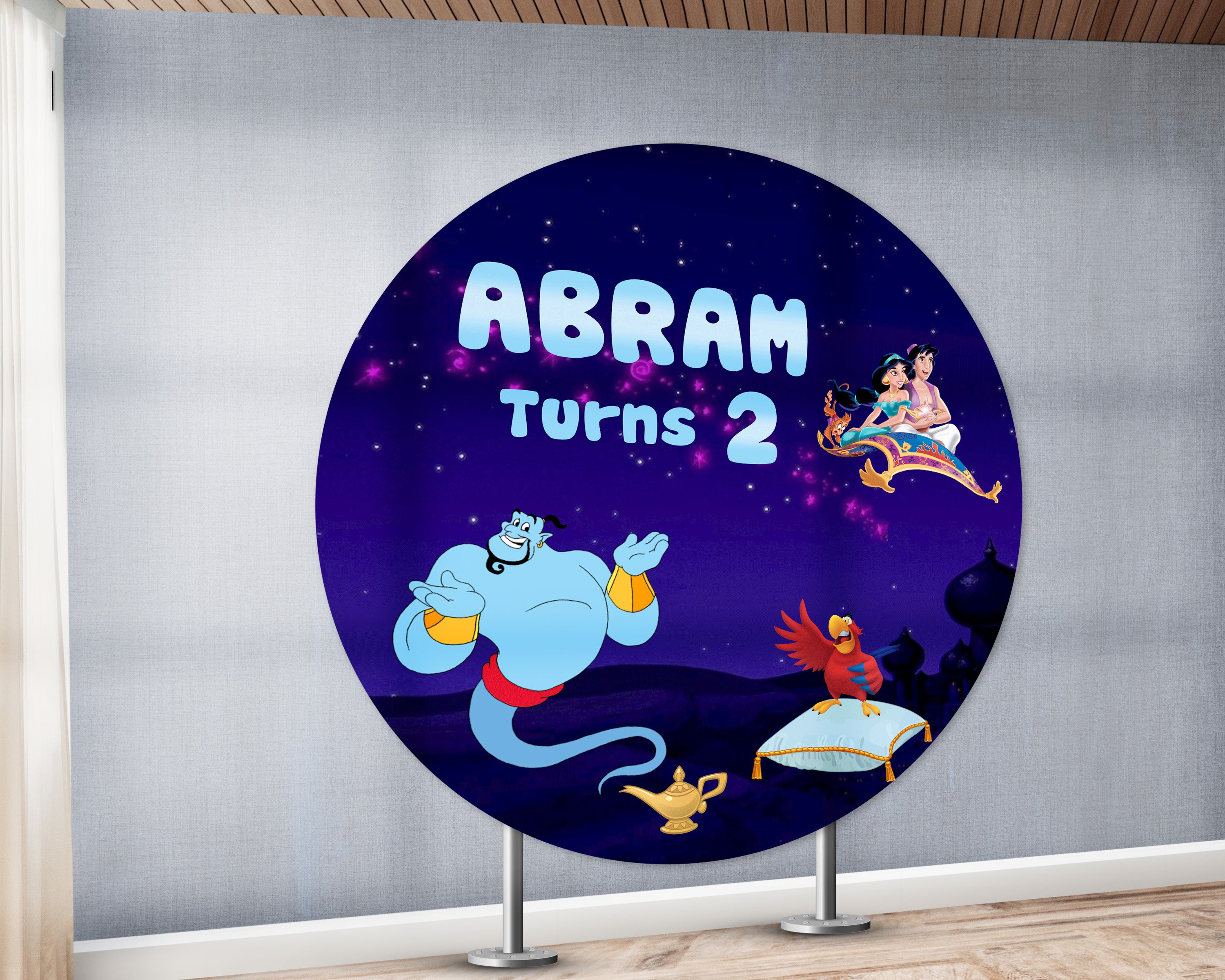 Aladdin Theme Personalized Round Backdrop