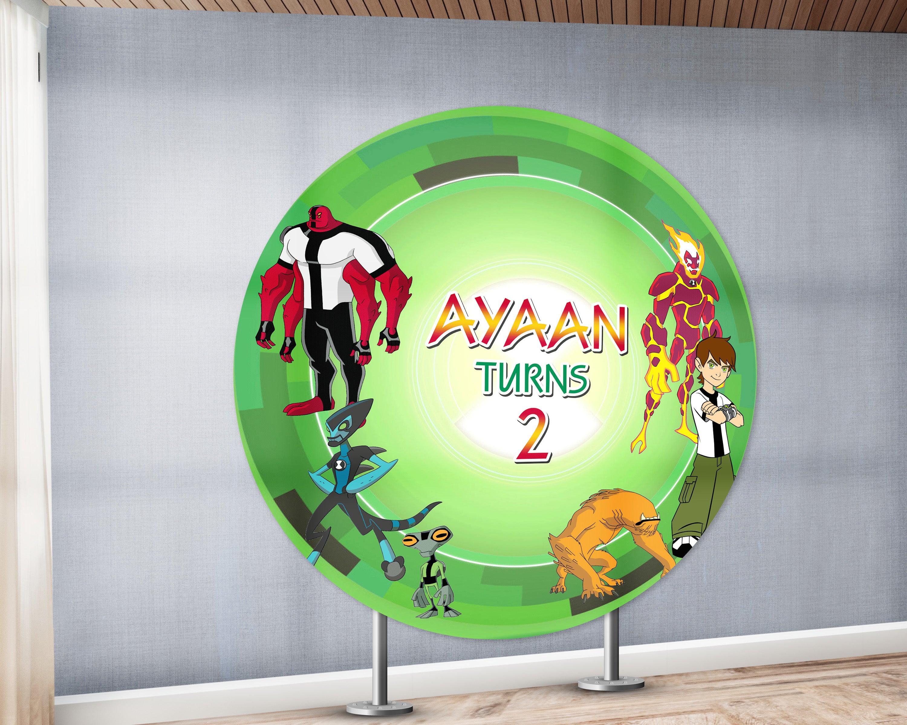 Ben 10 Theme  Personalized Round Backdrop