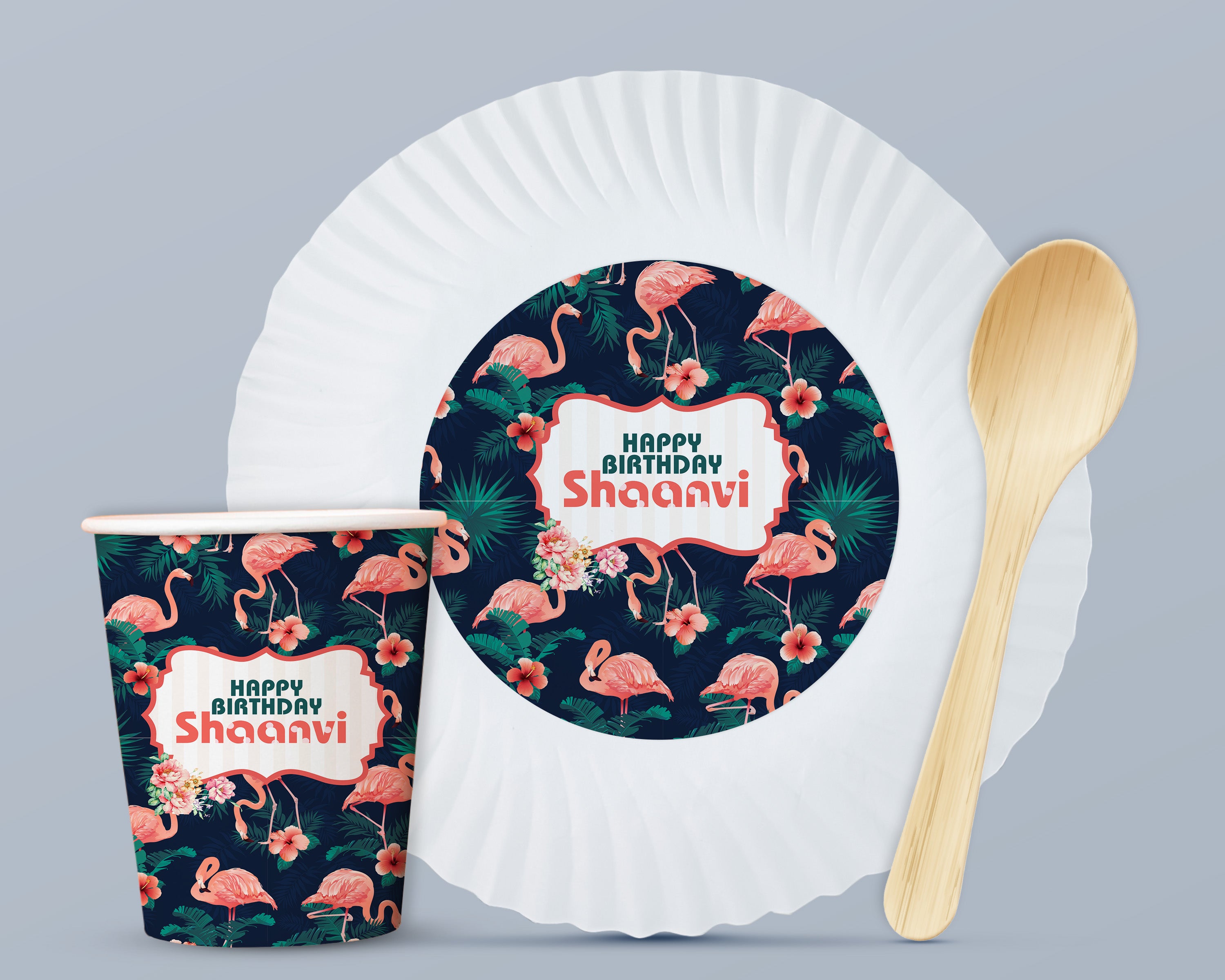 Flamingo Theme Party Cups and Plates Combo