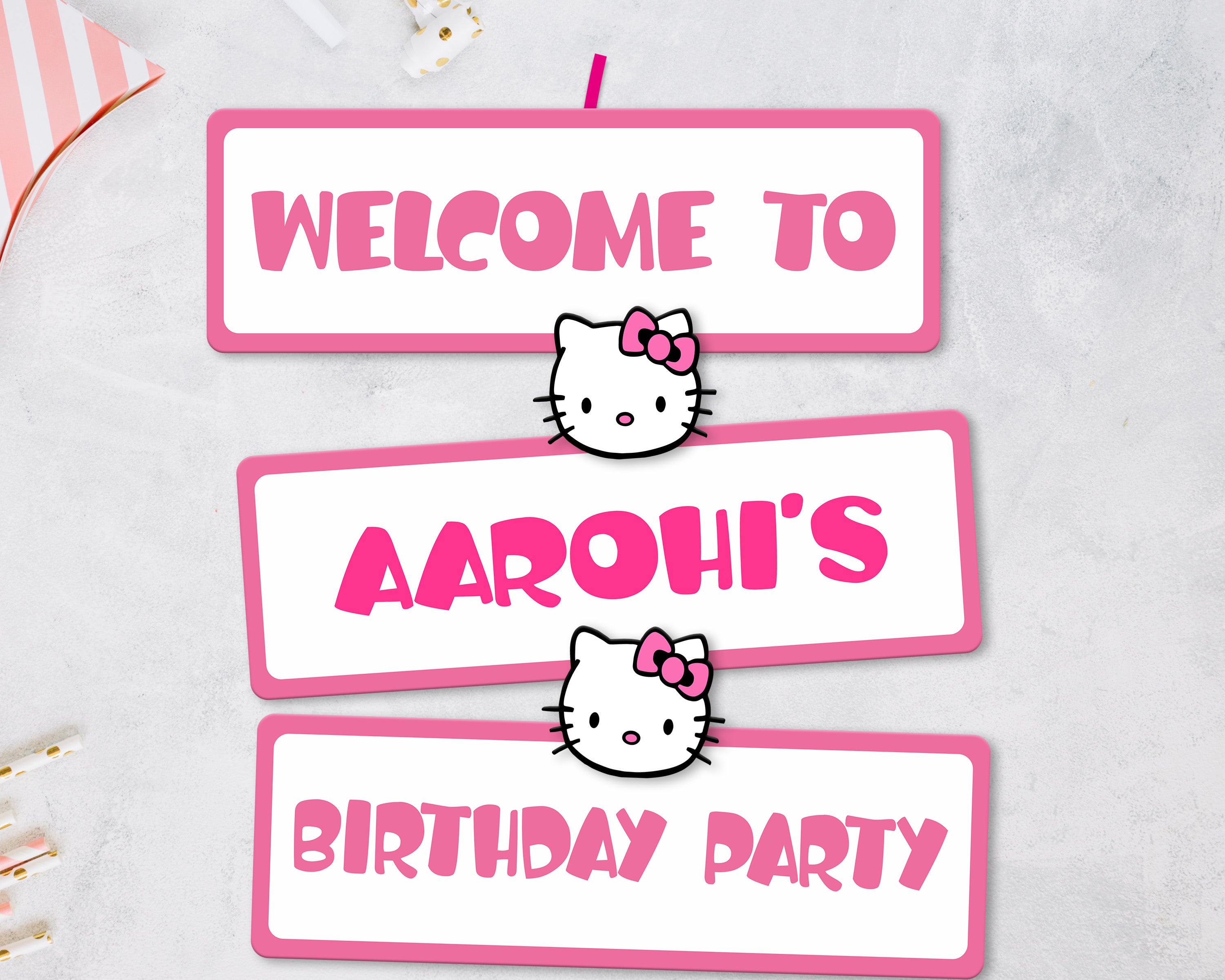 Hello Kitty Theme Personalized Door Poster