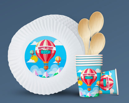 Hot Air Theme Party Cups and Plates Combo