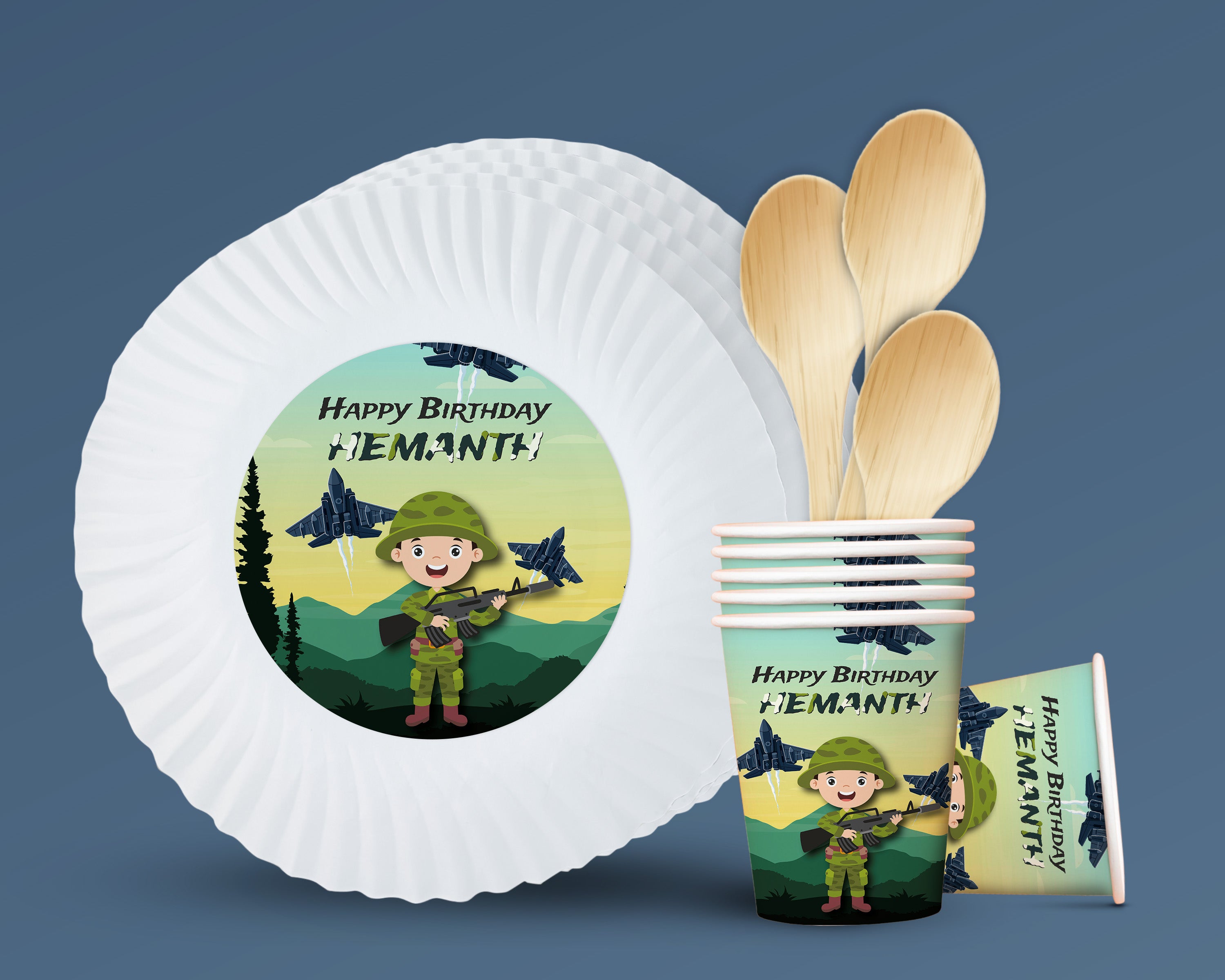 Military Theme Party Cups and Plates Combo