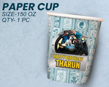 Tin Tin Theme Party Cups and Plates Combo